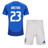 Taliansko Alessandro Bastoni #23 Domáci Detský futbalový dres ME 2024 Krátky Rukáv (+ trenírky)